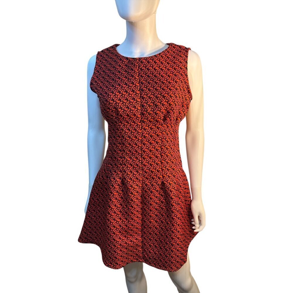 Sans Souci Womens Geometric Red Black Zipper Back Med Auburn Florida Gators EUC